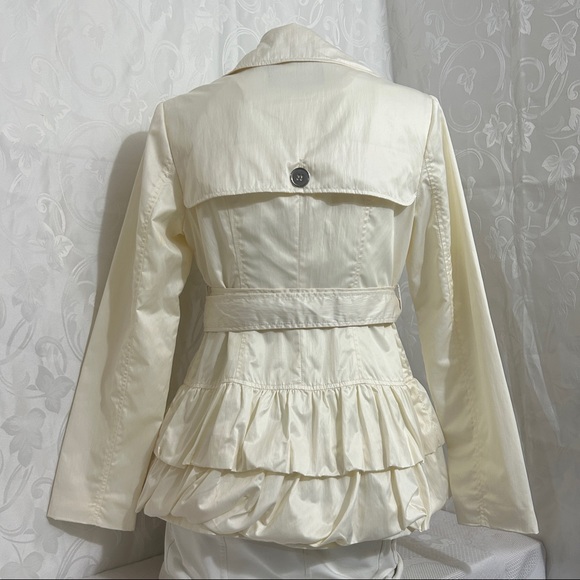 Nine West Pearl White Buttoned Belted Coat - Picture 4 of 16